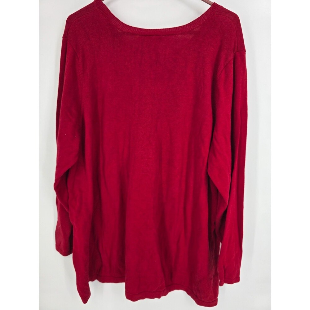 Catherines Size 2X Womens Red Cat Sweater Long Sleeve Cotton Blend - Picture 3 of 3